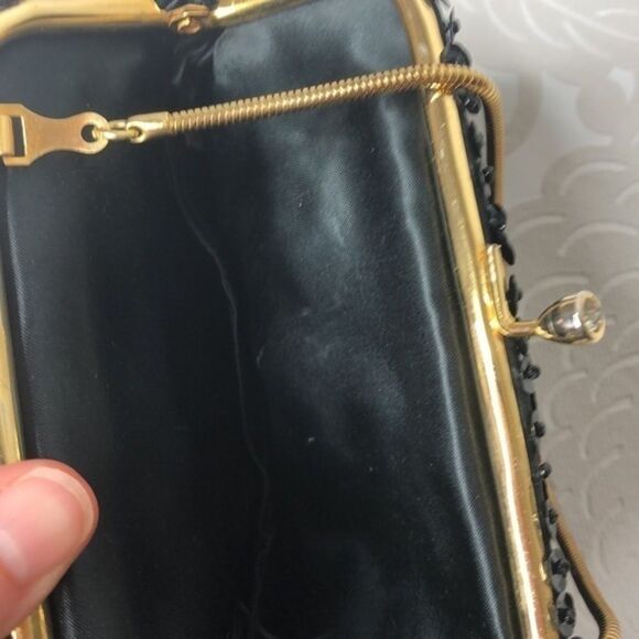 Sequined Evening Bag, Black with Gold - Picture 9 of 11